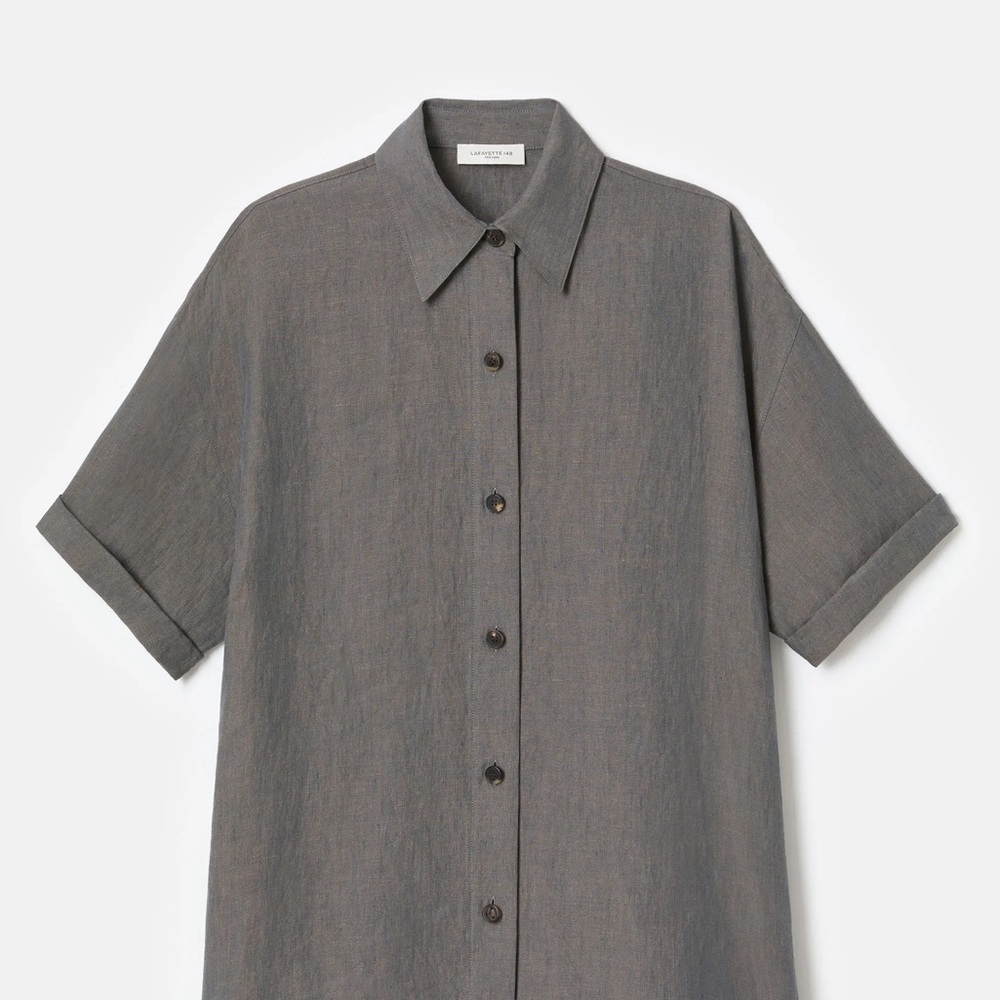 Lafayette 148 Gray‎ Short Sleeve Shirt
